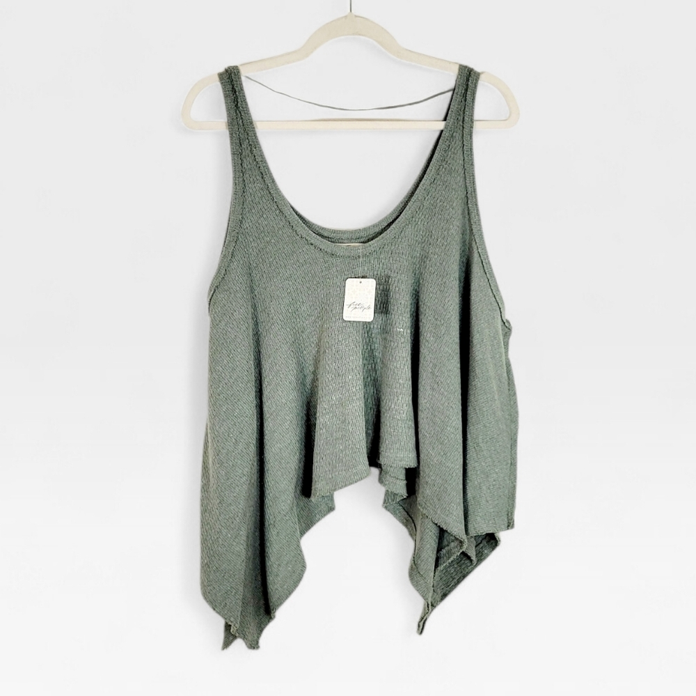 NWT We The Free Sing La La Asymmetrical Tank Top Moss Green Free People XS NEW - Picture 3 of 12